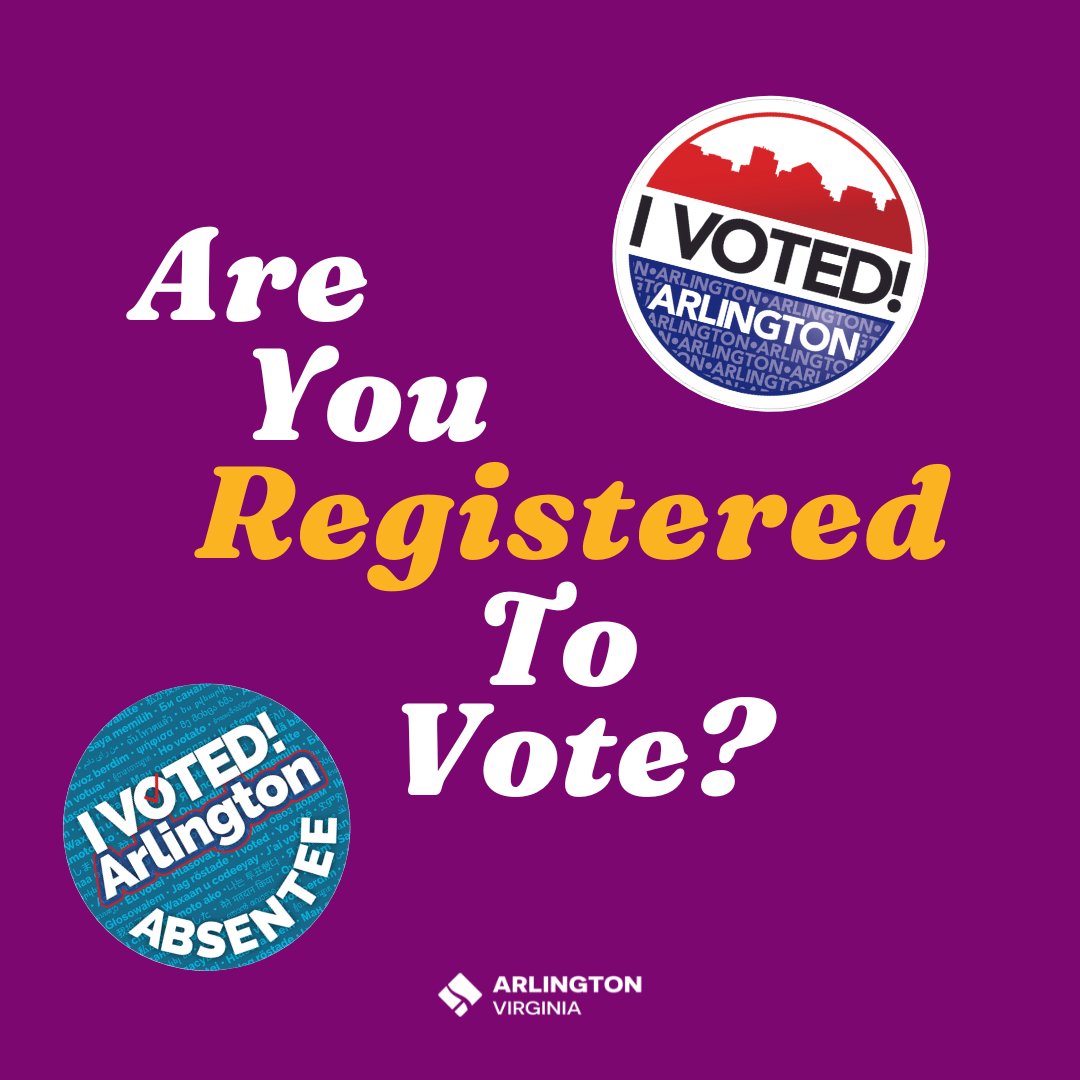 Are you registered to vote? The Voter Registration deadline for the June 18 Dual Primary Election is next week on May 28! Register online using your DMV issued ID here: vote.elections.virginia.gov/VoterInformati…

#ArlingtonVotes #VirginiaPrimary #RegisterToVote
