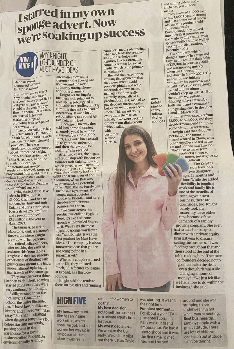 I read this in the Sunday Times yesterday- what a lovely success story! ⁦@MustHaveIdeasUK⁩