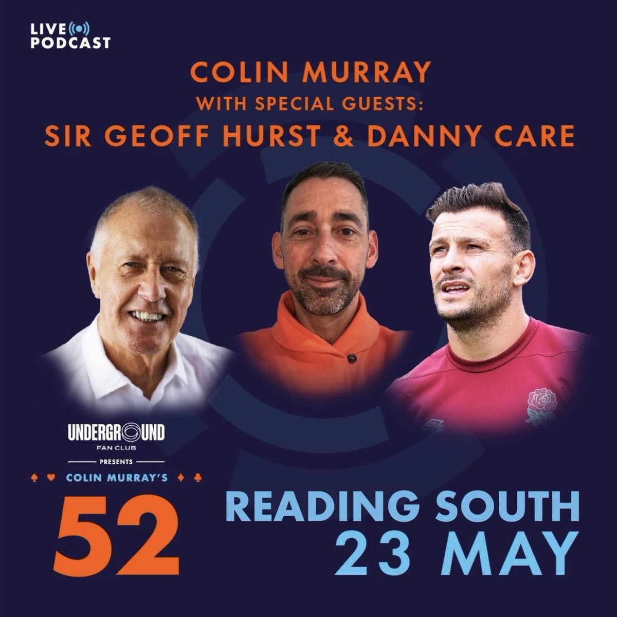 theUfanclub's tweet photo. Our tour of #colinmurrays52 is now in full swing
Next stop Reading South @GrosvenorCasino this Thursday with @ColinMurray and 2 England legends 

⚽️ @TheGeoffHurst 
🏉 @dannycare 

Last few tickets remaining- https://t.co/WesSau0veY

See you there! https://t.co/uJ8alQv5dF
