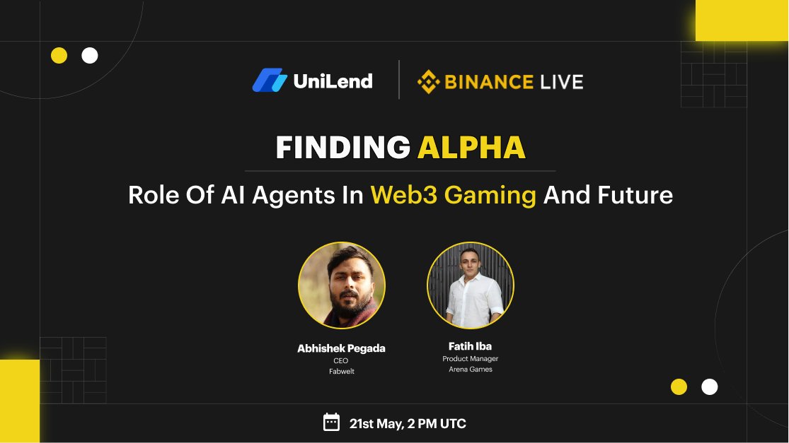 Looking to uncover alpha on AI #Web3 Gaming?🎮 Join us for an exclusive 'Finding Alpha Series' featuring @Arenaweb3 & @FabweltToken on @Binance LIVE!📺 💬Agenda: Role of AI agents in Web3 Gaming and Future 🗓️21st May, 2 PM UTC 📍Set your reminders: binance.com/en/live/video?…