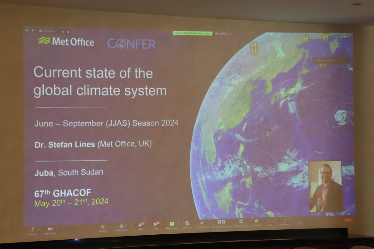 ConferEU's tweet photo. ๐ We are thrilled to have @stefanuk present the current state of the global climate system at #GHACOF67, including a comprehensive overview of the #ENSO status and seasonal variability, among other crucial topics. https://t.co/A0BPqqUb4I