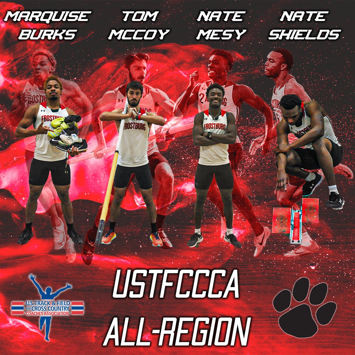Congrats to our 4 @FrostburgXCTF athletes on earning All-Region honors for the outdoor season! #BobcatPride