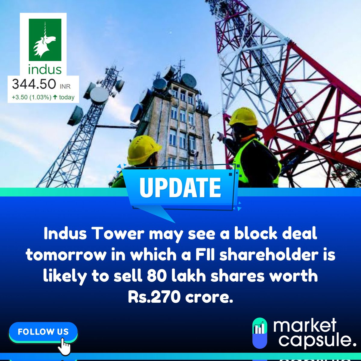 Follow us for more such Updates!
Our Instagram Page ⬇️
instagram.com/marketcapsule.…
#marketcapsule #industowers #blockdeal #indianstockmarket #MarketNews #MarketInsights