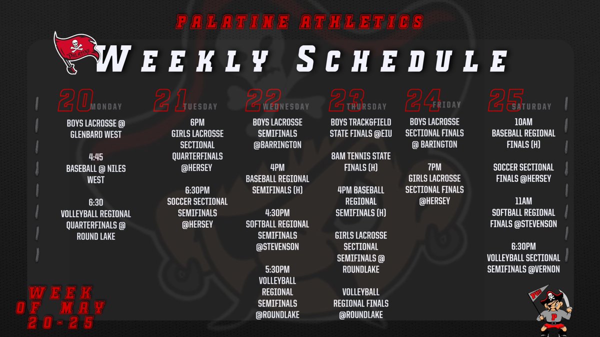 This weeks varsity schedule!