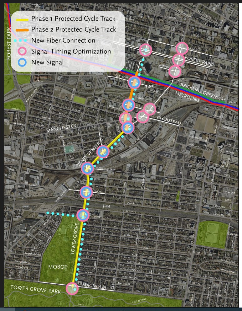 Public Meeting Notice:
Phase 2 Open House for the Tower Grove Connector
Wednesday May 22, 2024
4 - 7pm
Missouri Foundation for Health (4254 Vista Avenue, St. Louis, MO 63110)