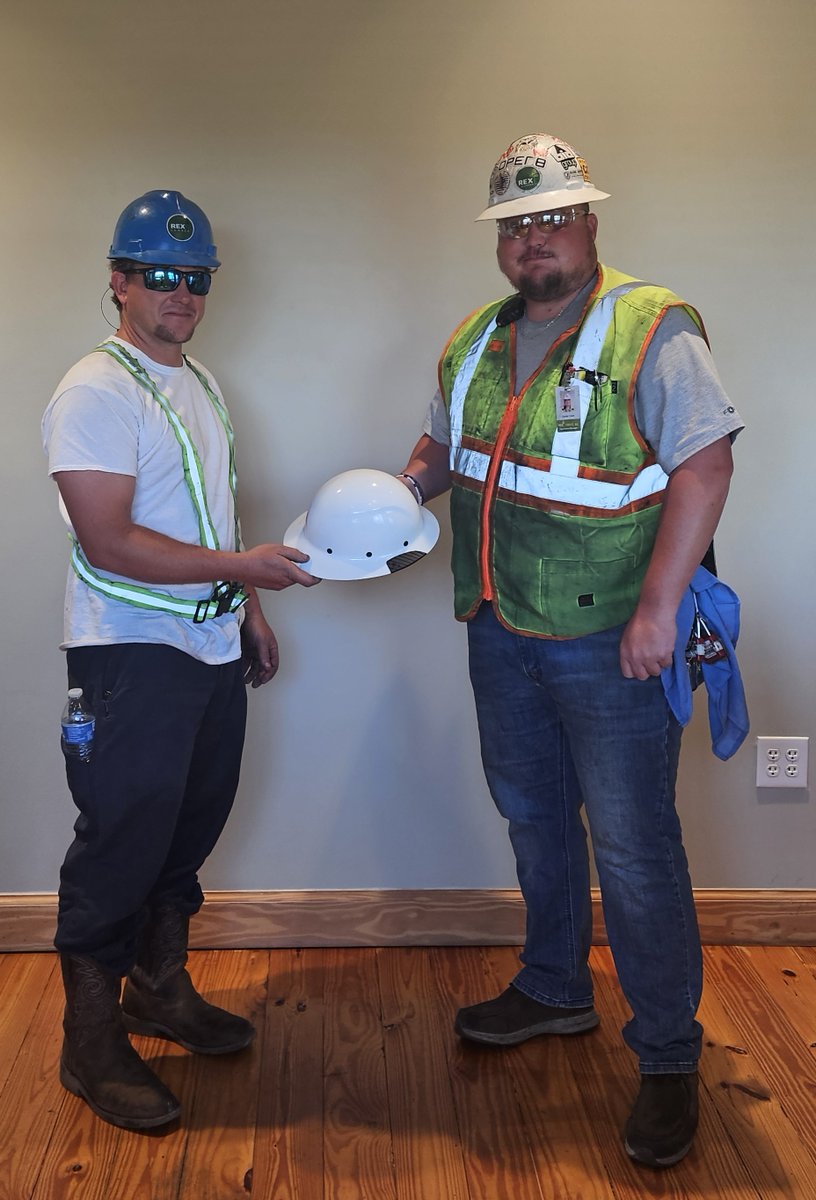 RexLumberMill's tweet photo. Please join us in congratulating #rexlumbertroy's Daniel Powell (left) on his #promotion to Kilns Supervisor.  Operations Manager, John Clark (right), was pleased to present Daniel with a new white #hardhat for this role.  Congratulations Daniel! #promoted #hardworkpaysoff https://t.co/PbdJUZTe03