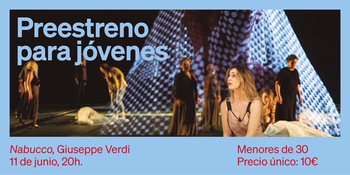 📢 ¡Notición! El preestreno para jóvenes de la ópera #Nabucco de Giuseppe Verdi tendrá lugar el martes 11 de junio, a las 20h. 🎟️ ¡Entradas ya a la venta a un precio único de 10€! 🎟️ teatrodelamaestranza.es/es/shows/detal… *Podrán asistir los jóvenes nacidos hasta el año 1994 (incluido).