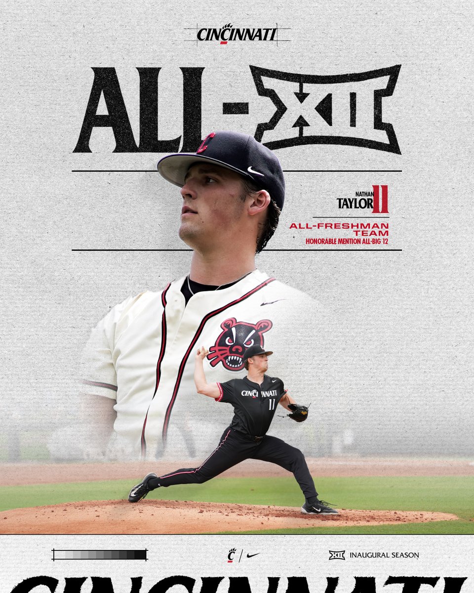 𝐀𝐥𝐥-𝐅𝐫𝐞𝐬𝐡𝐦𝐚𝐧 𝐓𝐞𝐚𝐦 &amp;
𝐇𝐨𝐧𝐨𝐫𝐚𝐛𝐥𝐞 𝐌𝐞𝐧𝐭𝐢𝐨𝐧 𝐀𝐥𝐥-𝐁𝐢𝐠 𝟏𝟐: @NathanT00291344 

The freshman hurler‼️

#Bearcats