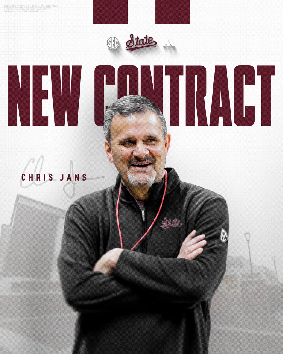 𝐉𝐚𝐧𝐬 𝐓𝐡𝐞 𝐌𝐚𝐧. Head Coach Chris Jans has signed a new contract through the 2027-28 season! 📰» hailst.at/3yrlBvn #HailState🐶 x @coachchrisjans