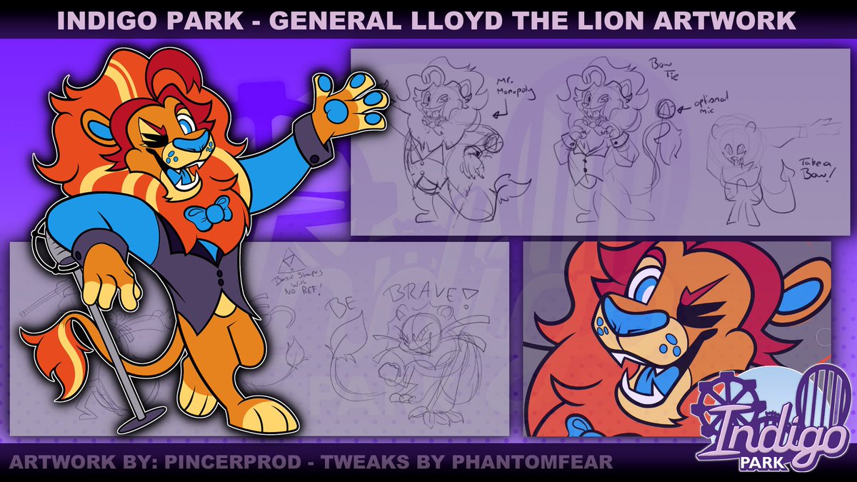 OFFICIAL INDIGO PARK ARTWORK - Thread!🧵

It's the prrrroud, prrrrestigious, the prrrrrrrrofessional: LLOYDFORD L. LION! Actor extrrrrrraordinaire! 

Or, Lloyd! 🦁🎙️
#indigopark