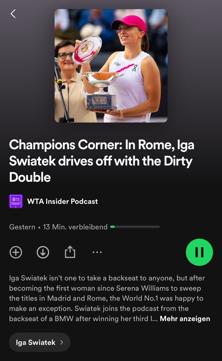 Thanks to the WTA and Getty Images, I‘m quite used to seeing my photos pretty much everyehere, but somehow seeing them pop up in Spotify of all places always catches me by surprise! Now‘s a good rime to listen to the pod…