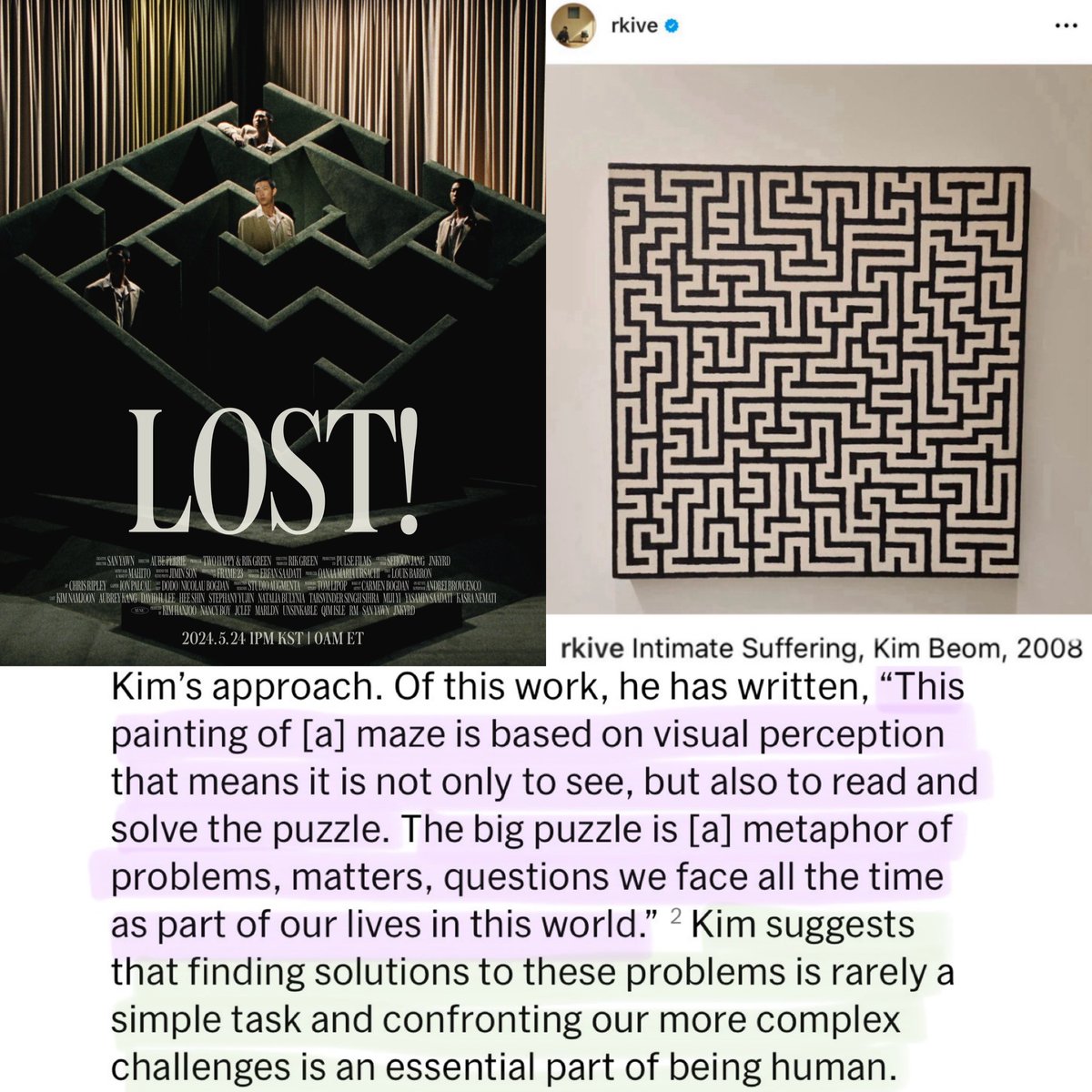 #RM_LOST Kim Beom, Intimate Suffering, 2008

'..based on visual perception that means it is not only to see, but also to read and solve the puzzle. The big puzzle is [a] metaphor of problems, matters, questions we face all the time as part of our lives in this world.'