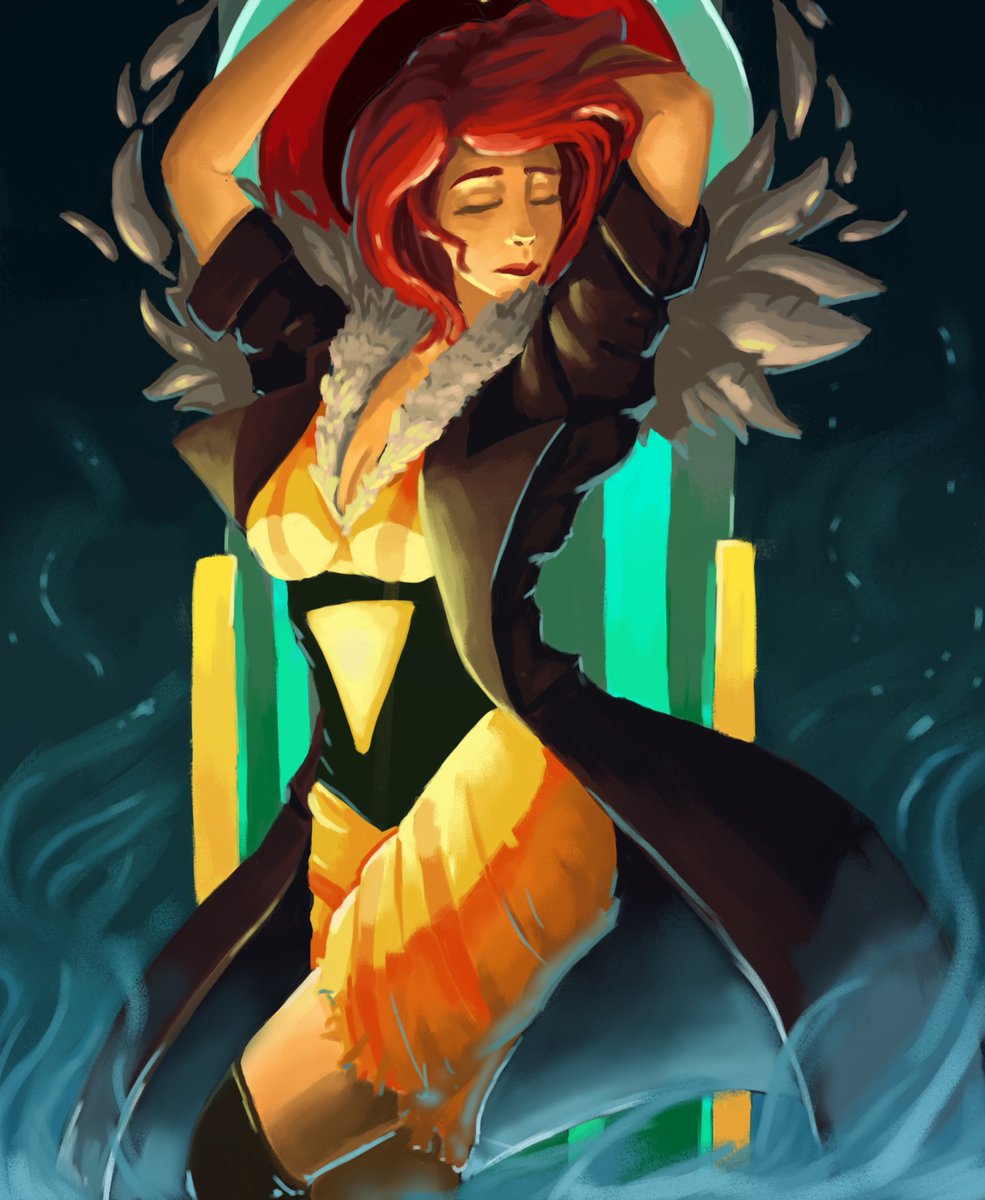 pralexart's tweet image. Transistor turns 10 today so here is an old piece I made 5 years ago of red. #transistor @SupergiantGames