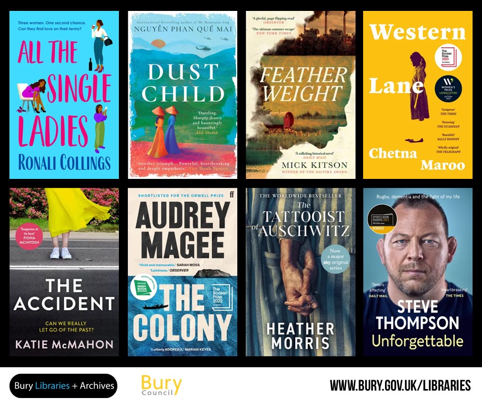 Our latest Spotlight Titles are online! These #eBooks and #eAudiobooks are available through unlimited access and can be downloaded immediately on @BorrowBox. Find out more: bury.gov.uk/spotlights. 📱 🎧 🖥️