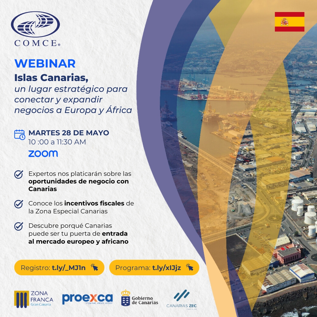 ComceEuropa's tweet photo. ¿Te interesa expandir tus negocios a Europa o África?   

No te pierdas el #Webinar 🇪🇸 Islas Canarias, tu conexión con #Europa y #Africa 🌍

🗓️28 mayo
⏰10am
💻Zoom #SinCosto 
Registro ✍️ https://t.co/m1dVBPQHVO 

#Espana #IslasCanarias #negocios #inverison #SomosCOMCE https://t.co/c2jNl2LdG1
