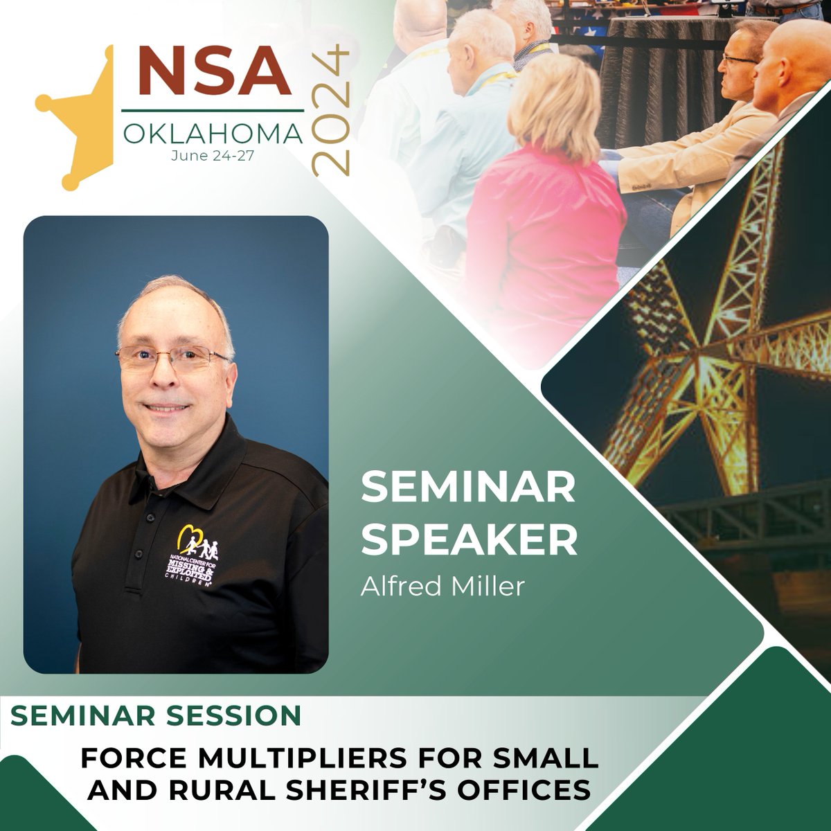 NSA 2024 Annual Conference Speaker Spotlight! #Sheriffs2024 Today the NSA highlights Alfred Miller, Senior Program Manager at National Center for Missing & Exploited Children. The National Center for Missing & Exploited Children provides a range of free resources and services