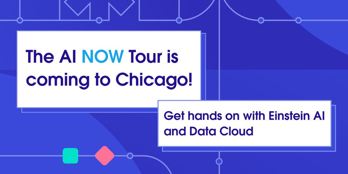 Next stop in the #AINowTour... the Windy City! 🏙️ Register for AI Now Tour #Chicago and save your spot at this can't-miss workshop on Einstein AI. ➡️ sforce.co/ainowchi