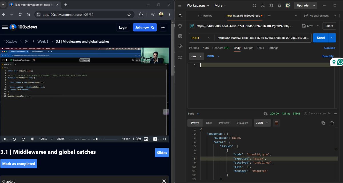 Gunjanup01's tweet photo. Day 12-13 @kirat_tw

✅Week 2 &amp;&amp; 3.0 Completed #100xDevs 
✅Week 3.1 : Middleware, Global Catches
✅POTD :
@LeetCode : Sum of All Subset XOR Totals
@geeksforgeeks : Modular Exponentiation for large numbers https://t.co/cAHo9A3WDj