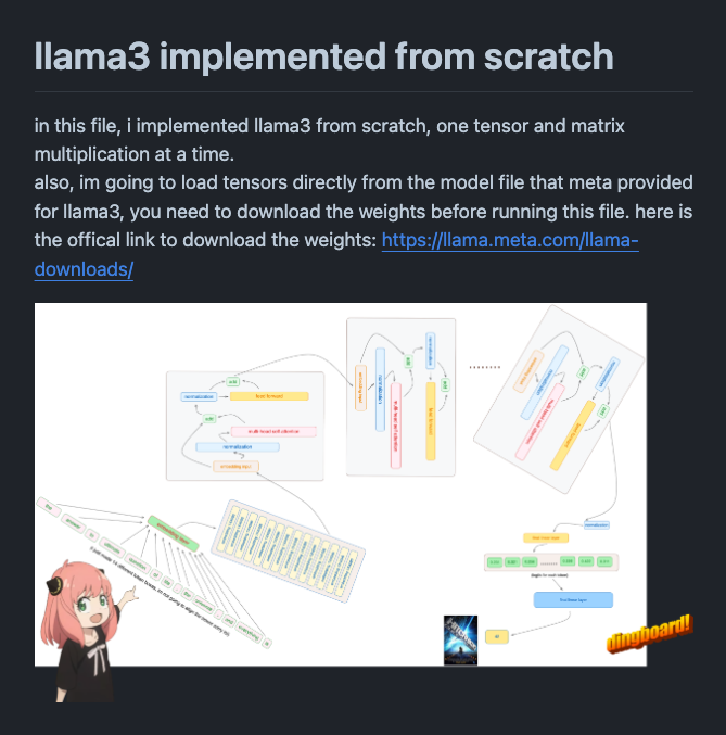 Llama 3 From Scratch

This project is really cool!

It implements Llama 3 from scratch. The whole thing is explained, step-by-step, in the readme.

I like the way it's broken down as it also serves as a good way to study the main components of an LLM.

github.com/naklecha/llama…
