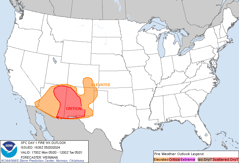 LimWeather's tweet photo. D1 #SPC #FireWX
#Critical #Fire Risk in W #texas,W #Newmexico,E #Arizona esp #ElPaso,#SocorroNm,#LasCruces,#SouthValley,#Alamogordo,#FarmingtonNM,#NorthValley,#Albuquerque,#TruthorConsequences,#SilverCity,#Deming,#RioRancho,#Flagstaff,#DouglasAZ
#Wxtwitter #TXwx #NMwx #AZwx https://t.co/SB5gnZTMfK