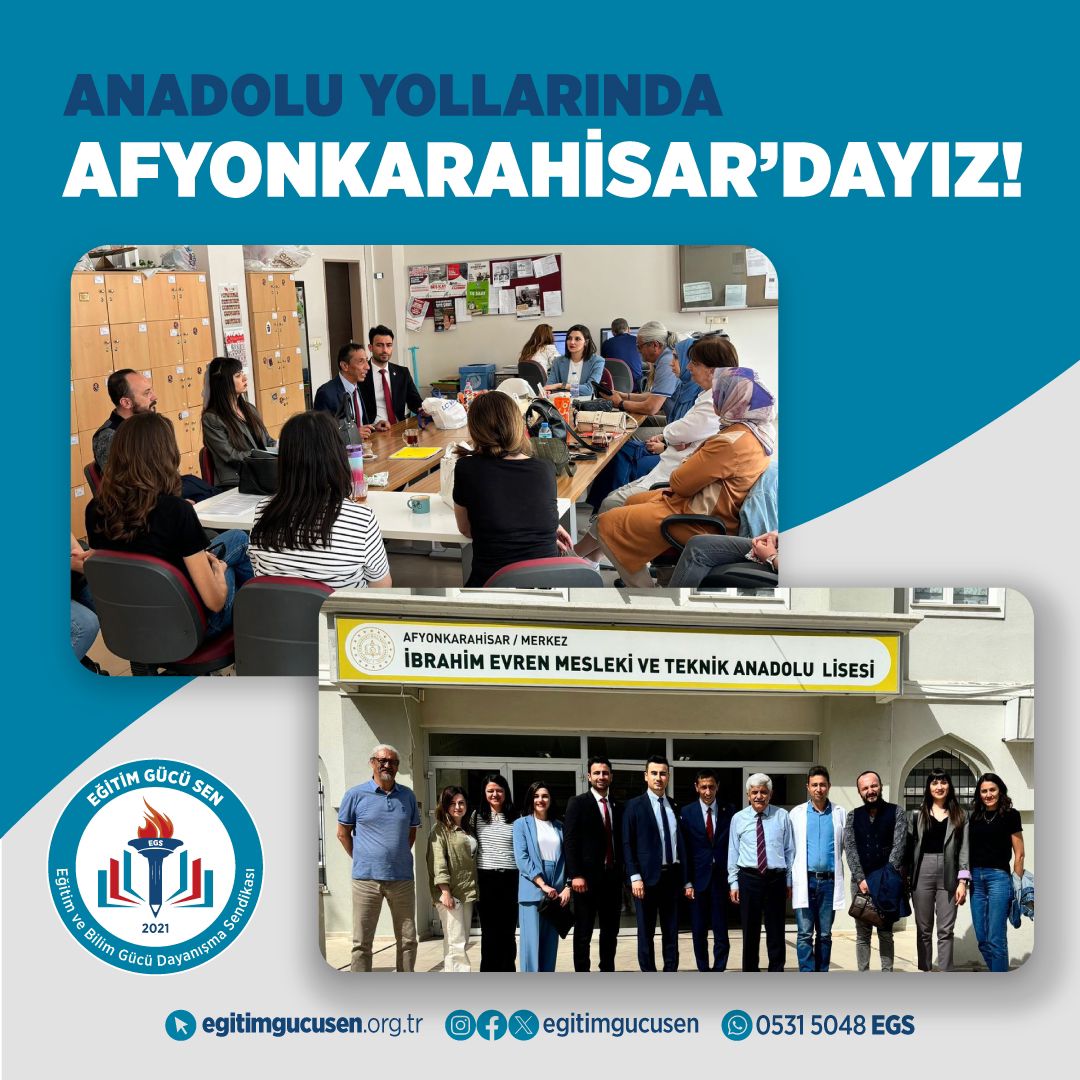 Afyonkarahisar ilimizdeki eğitim çalışanlarıyla bir araya gelerek sorunlarını dinleyip taleplerini aldık. Bizlere ev sahipliği yapan kurum müdürlerimize ve eğitim çalışanlarımıza teşekkür ederim.