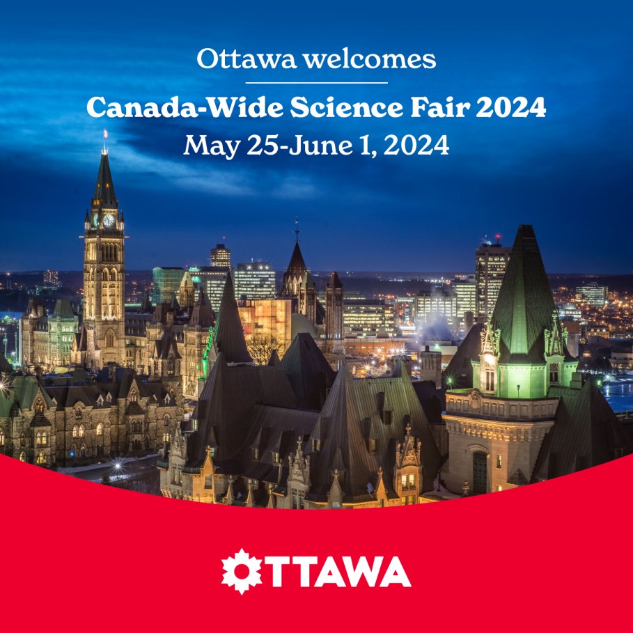 🤗 Get ready, Ottawa, to meet some of the brightest minds in the country! From May 25-June 1, 2024, the Canada-Wide Science Fair is here. 🔬

We hope visitors enjoy exploring 7 of Canada's national museums while here! 👏 

#MyOttawa #MeetOttawa #CWSF2024 <a href="/CDNScience/">Canadian Science</a> <a href="/NSERC_CRSNG/">NSERC / CRSNG</a>