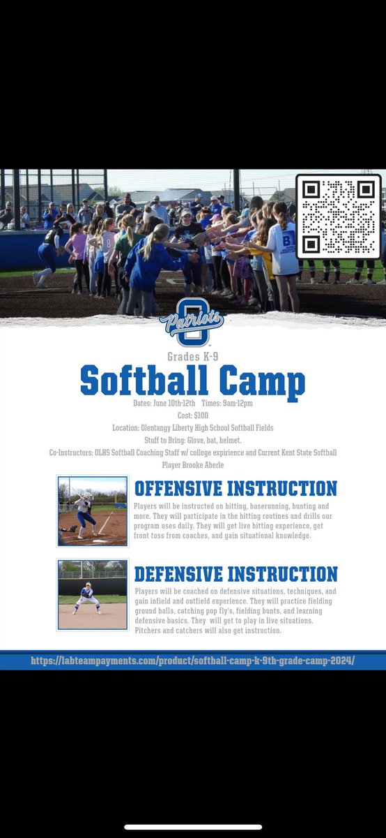 Come to camp with the 2024 District Runner up Patriots!!! Camp is fast approaching so sign up today!!! #StrongerTogether