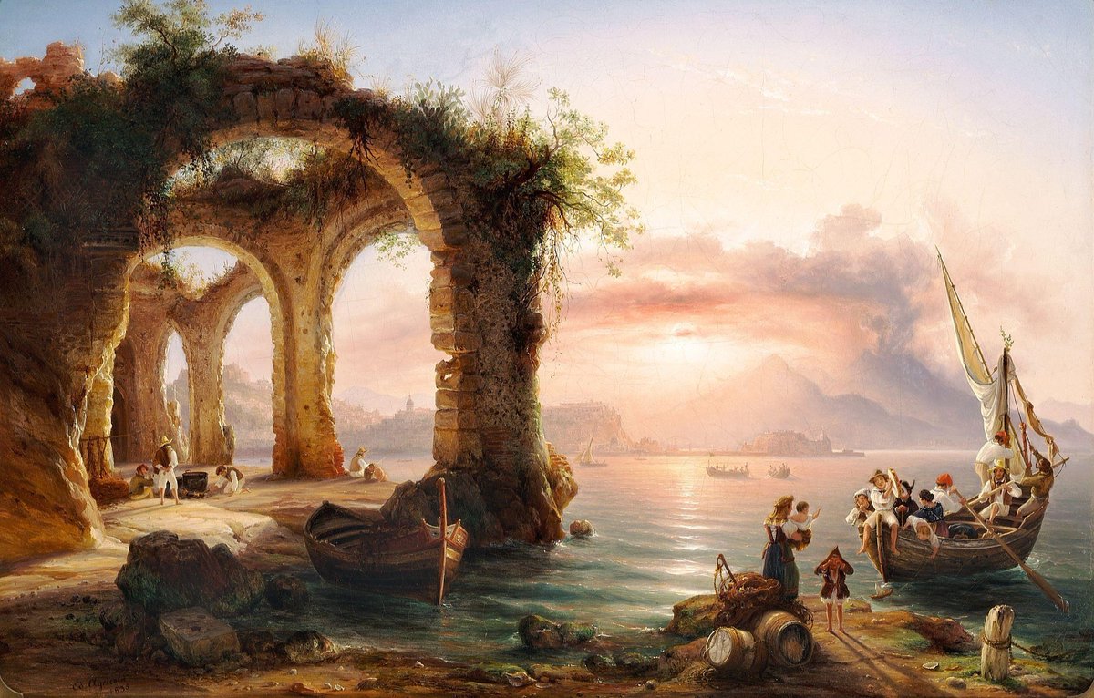 Sunset in the Bay of Naples (1835), by Eduard Agricola