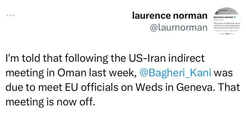 🚨The claim of well-known journalist at the NYT in regards to the cancellation of the meeting between the United States and Iran ⬇️⬇️⬇️⬇️⬇️⬇️⬇️⬇️⬇️⬇️⬇️⬇️ Wall Street Journal reporter Lawrence Norman claimed: I have been told that following the indirect meeting between the US