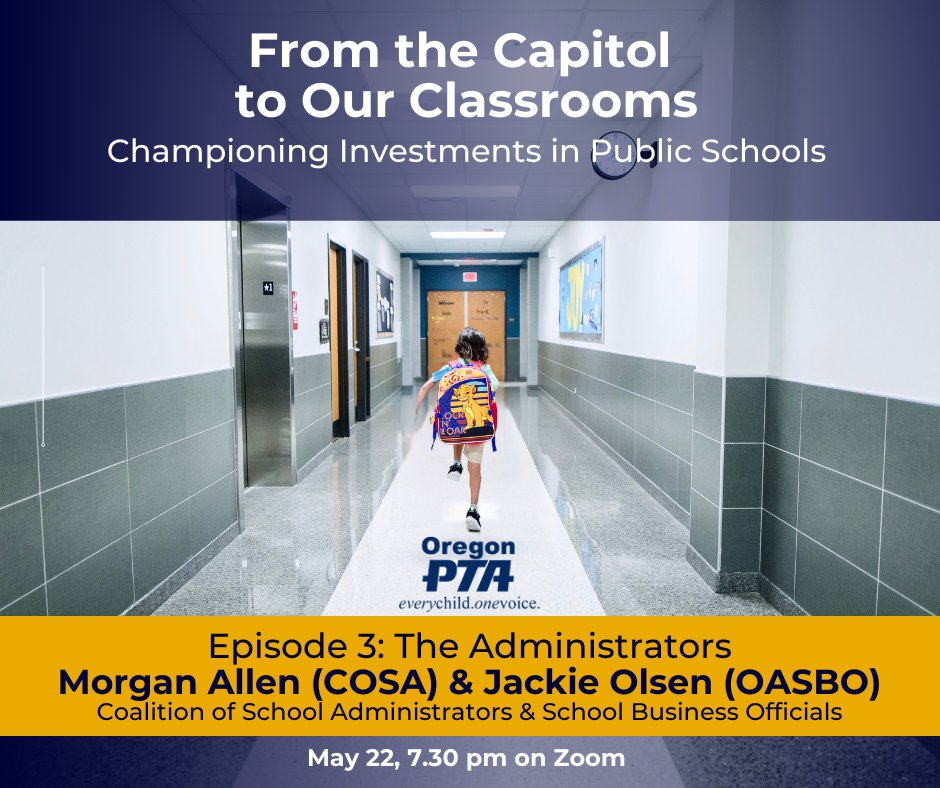 The Oregon PTA’s monthly online meeting series is bringing in two school finance experts to trace how school funding currently works.
Register for the 7:30 p.m. May 22 meeting: bit.ly/3yonYPn

#oregon #PTA #parets #teachers #publiceducation #educationmatters #school