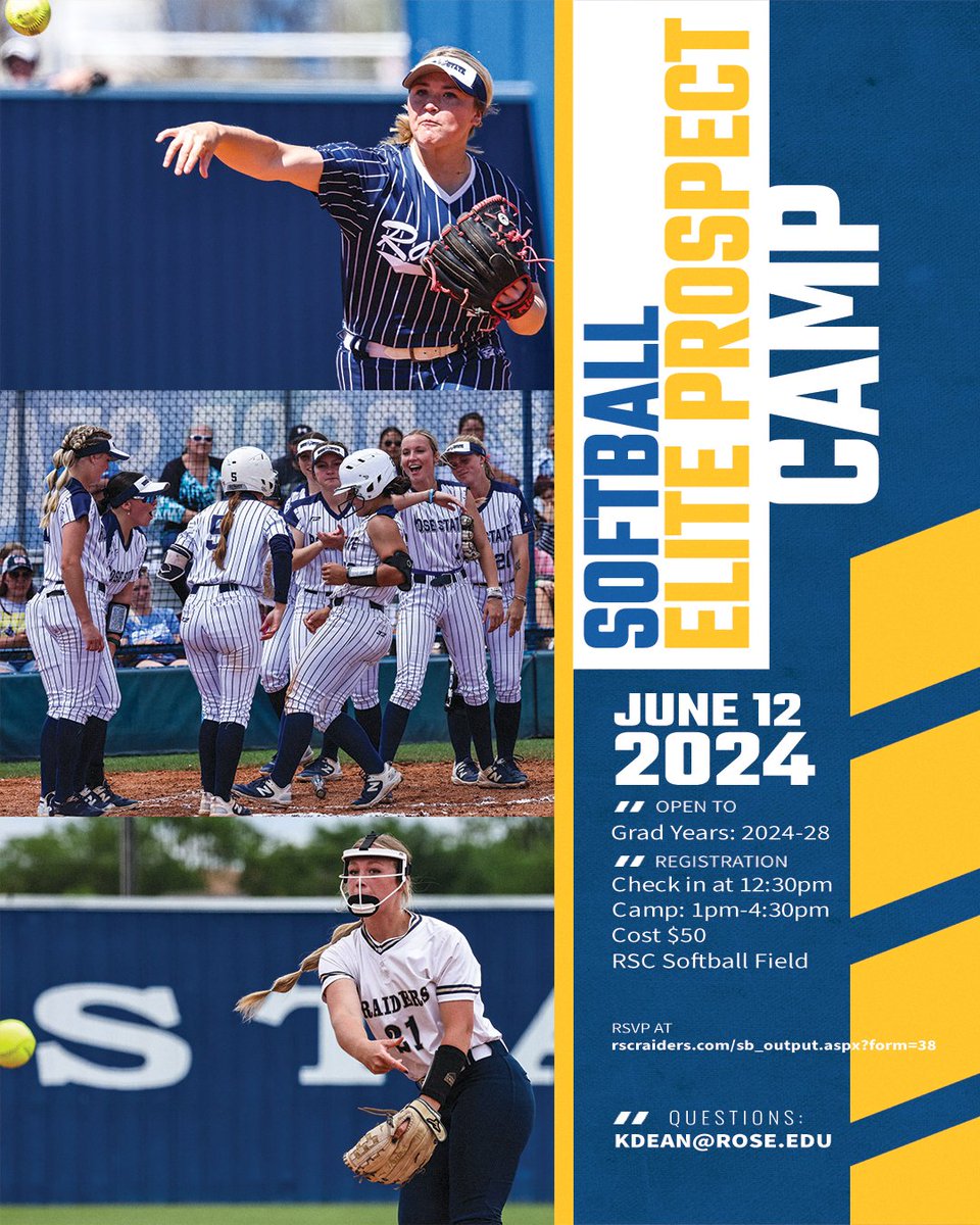 rscraiders's tweet photo. 🥎| 𝐀𝐫𝐞 𝐲𝐨𝐮 𝐫𝐞𝐚𝐝𝐲 𝐭𝐨 𝐬𝐡𝐨𝐰 𝐲𝐨𝐮𝐫 𝐬𝐤𝐢𝐥𝐥𝐬!?

@RSC_Softball is hosting their Elite Prospect Camp this June.

Limited spots available, get signed up today at https://t.co/DV0VepSVxD https://t.co/SVywiJKht8