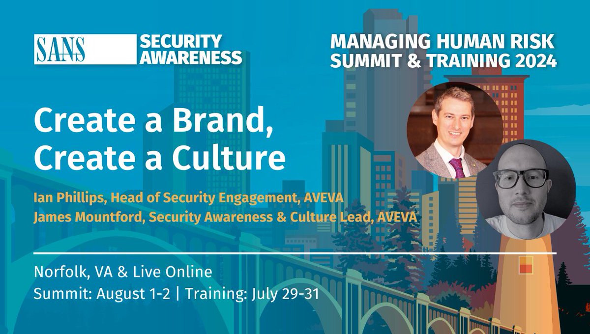 Hear from and network with leading experts at our #HumanRiskSummit on Aug 1-2 in Norfolk, VA. Whether in person or online, this is your opportunity to gain valuable insights on managing human risk. Register now: sans.org/u/1tys