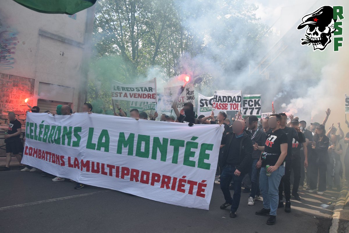 stadebauer's tweet photo. 📸Le dernier match de la saison à Bauer était l'occasion de célébrer la montée et de s'opposer à la #multipropriété en exigeant :
- le départ de #777partners et
- la démission de Patrice Haddad
---
RDV Samedi 25 mai au Festi'Bauer - Volume 3
#777OUT https://t.co/Pn28tKH9Am