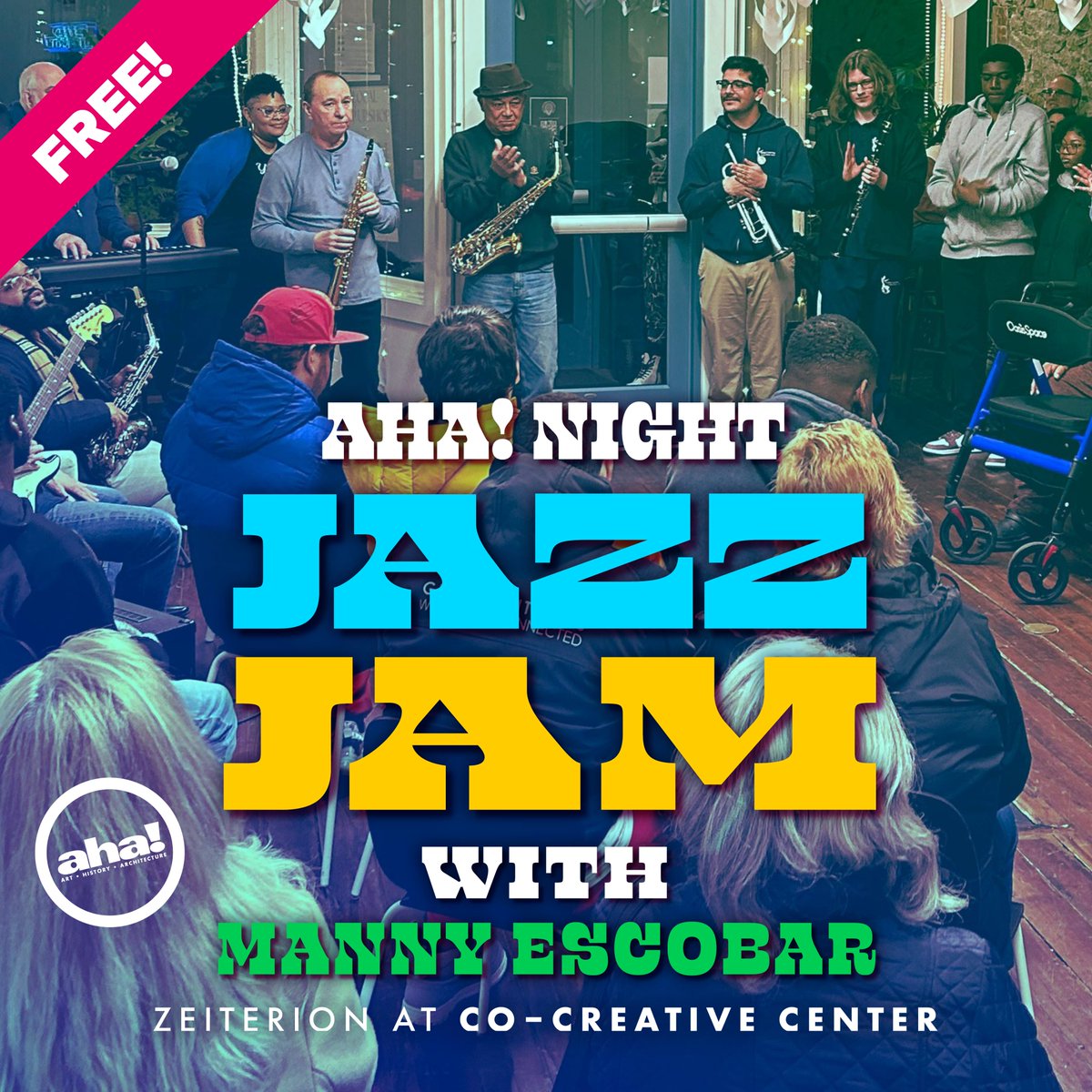 NEXT MONTH Jazz Jam with Emmanuel Escobar is back as part of AHA Night! No prior jam experience or tickets necessary. Audience members are welcome! Thursday, June 13 from 6-7PM at Co-Creative Center New Bedford. For more information, visit: bit.ly/3wIGZLQ