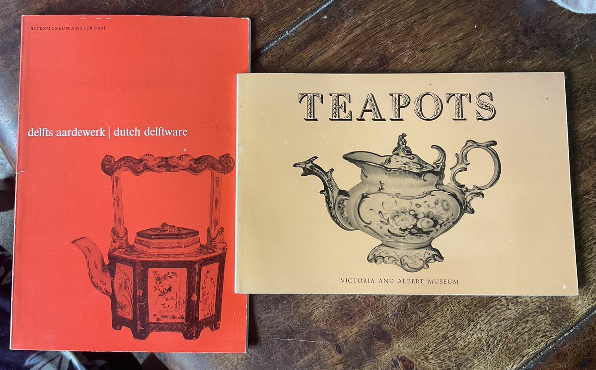 whitegoldsword's tweet image. In the garage tidying up and found these two delightful publications- #Teapots (V&amp;amp;A, Small picture book, fifth impression 1976) and Dutch #Delftware (Rijks Museum, Amsterdam,1967).