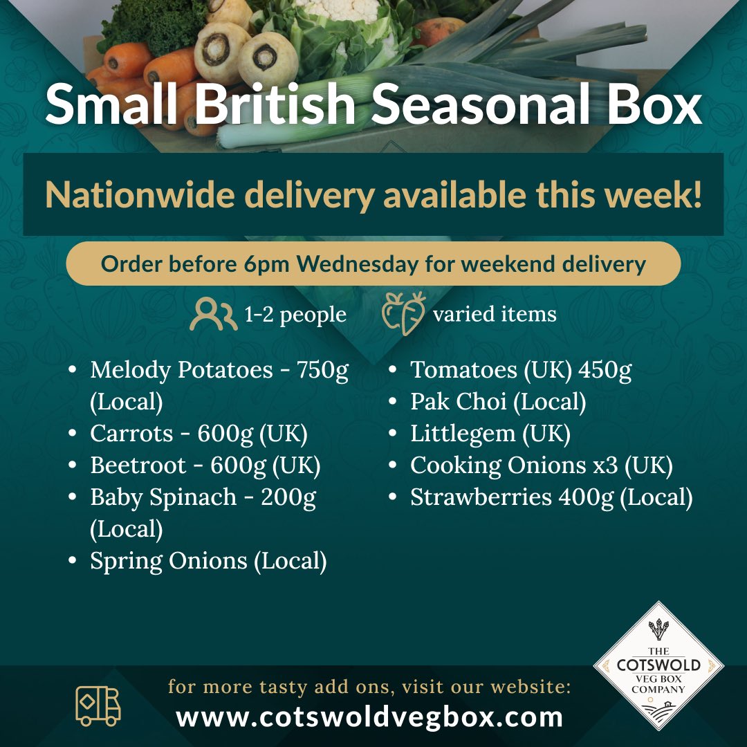 We’ve got some of the best boxes lined up for you this week that we have ever produced. Bursting with seasonal goodness, fresh fruit &amp; veggies and local items!

cotswoldvegbox.com/shop