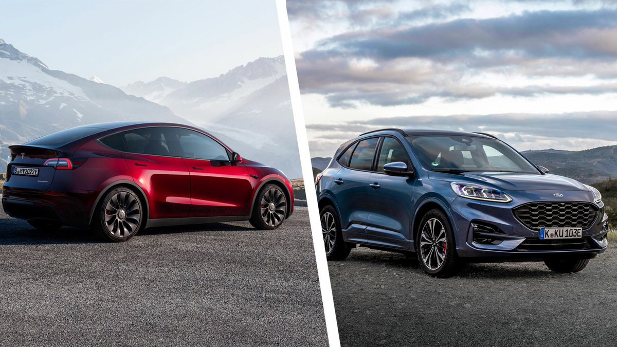 TesCalendar1's tweet photo. I often hear that driving an EV on road trips can add a lot of time and costs the same as driving an ICE. I'd like to break that down to show you how that is absolutely false!

Below, we have a Tesla Model Y (76.2ft^3 cargo space) and a Ford Escape (65.4ft^3 cargo space). Although the Tesla has ~11ft^3 more cargo space, it is rated at 122MPGe compared to the Ford at 30MPG.

Do drive each under regular conditions in my area, it would cost the Tesla $30.80 and the Ford $123 to drive 1000mi - 400% cheaper to drive the Tesla Model Y!

On a 1000mi road trip, given the national average of $0.25/kWh to Supercharge, it would cost the Tesla $70 to charge. I can confirm this number with my road trip data to Florida this late Winter in our Model Y. It cost $77 to go 1082mi in cold climate conditions. This is still a 86% savings to drive electric.

During out 1082mi trip, we stopped 6 times for an average of 17 minutes, or 1:42 total. This was over 17 hours so we needed several meals and bathroom breaks over that span. So, not only did we save 86% on fuel, we added a negligible amount of time AND got to use Autopilot / FSD the entire time!