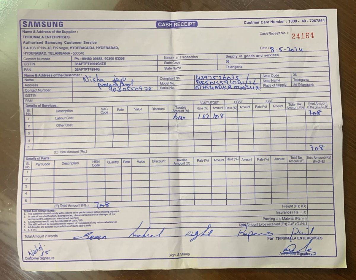 Satishladda's tweet photo. @Samsung @SamsungIndia 
Worst kind of service provided in Hyderabad... inappropriate language used by service personnel, not lifting mobile calls, took advance money for ordering parts of the refrigerator. No response provided till now since 8th May 2024. https://t.co/AGlWm0eD6F