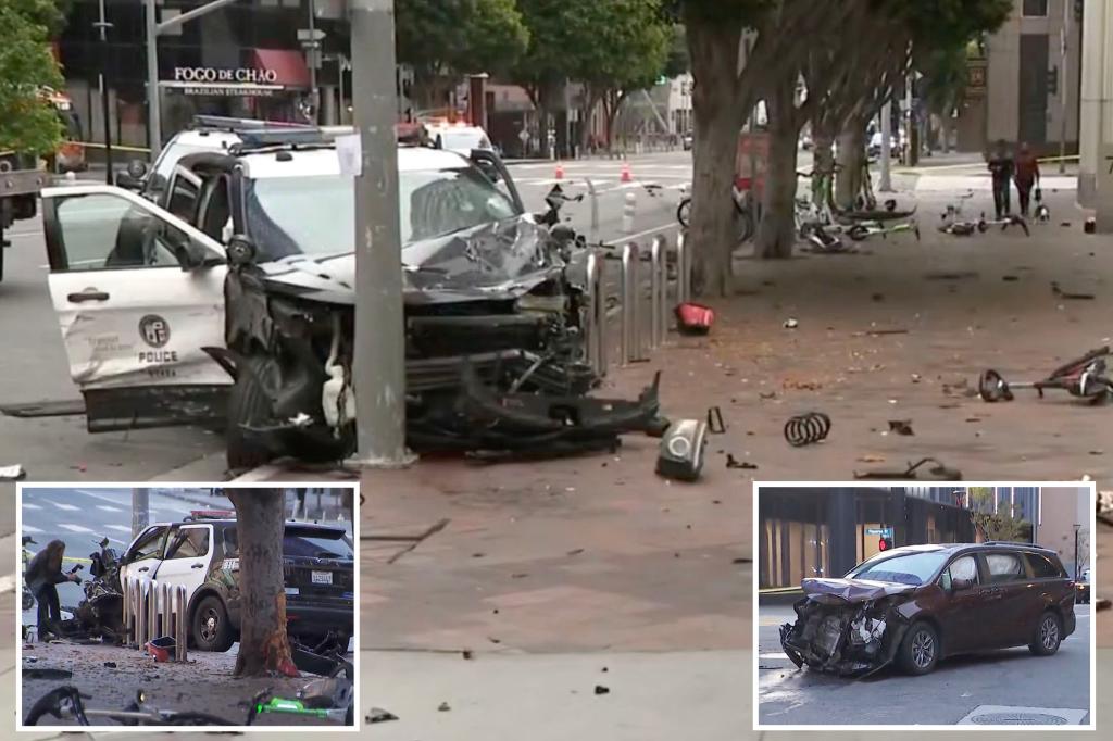 Carjacker steals LAPD vehicle with cop still inside, then drags her down road before crashing trib.al/V2kANlG