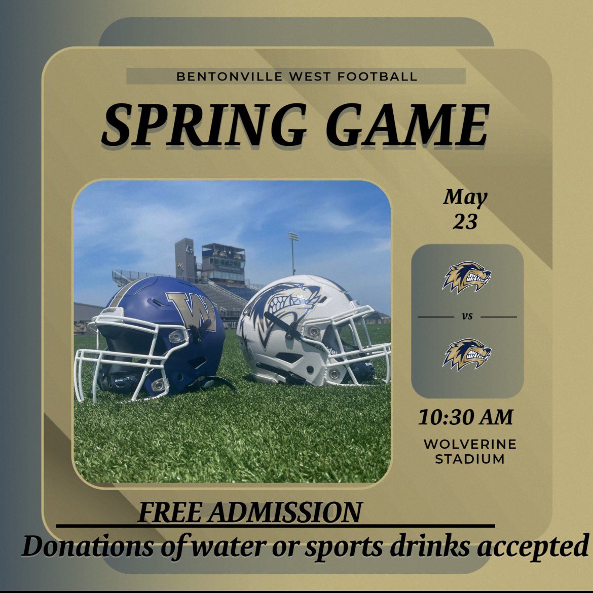 Spring game info. Please bring water or sports drink!