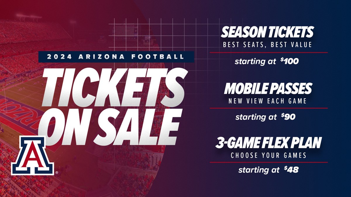 Season Tickets, mobile passes and flex plans are now on sale! GET YOURS TODAY! azcats.co/fb