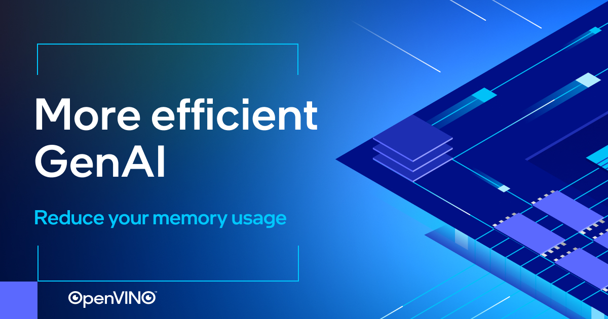 Lower your memory usage for smaller #GenAI models with #OpenVINO 2024.1 and Intel Core Ultra processors with integrated GPU. Download and try OpenVINO today! intel.ly/3QRaPoj
