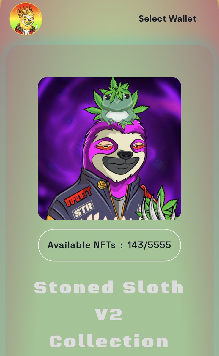Our time is coming 🦥 143 to go and then our next adventure begins! Come and hang with the Sloths, 0.3 $SOL mint price, the time is NOW! 📈

Don’t say I didn’t warn you, IYKYK.💨
#SolanaNFT #sol #minting #revshares #vapelife @SlothVapes 

mint.stonedslothsnft.com