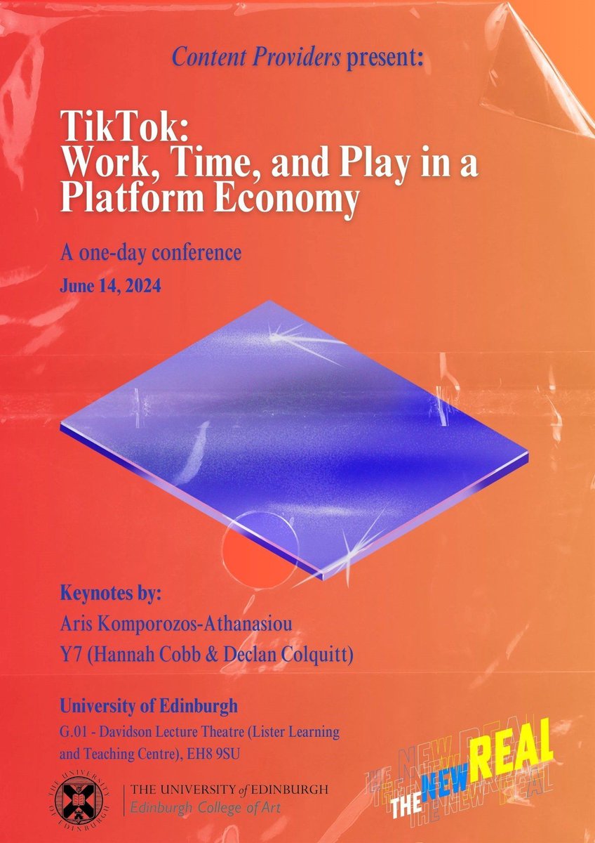 We are excited to support The TikTok: Work, Time, and Play in a Platform Economy on June 14th. This #conference will focus on analyzing emerging digital visual #culture and aesthetics through critical platform analyses with a specific focus on #TikTok. buff.ly/3Umk54J