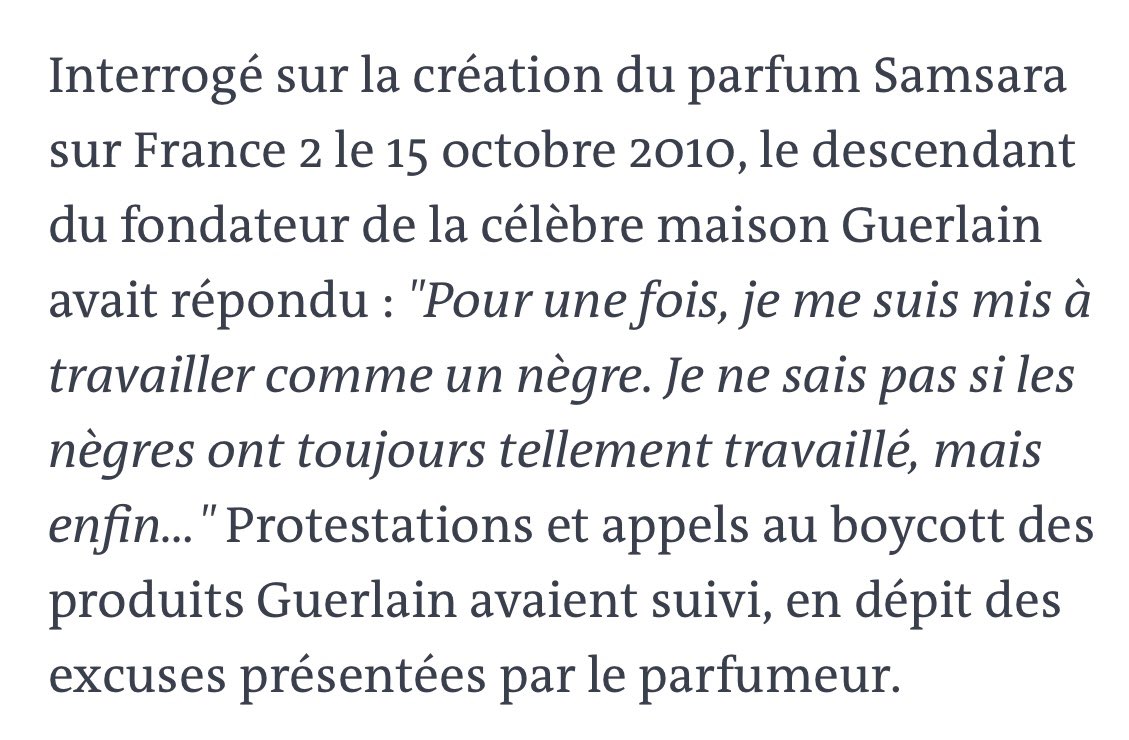 tjr bon de rappeler que Guerlain c’est un gros connard de raciste