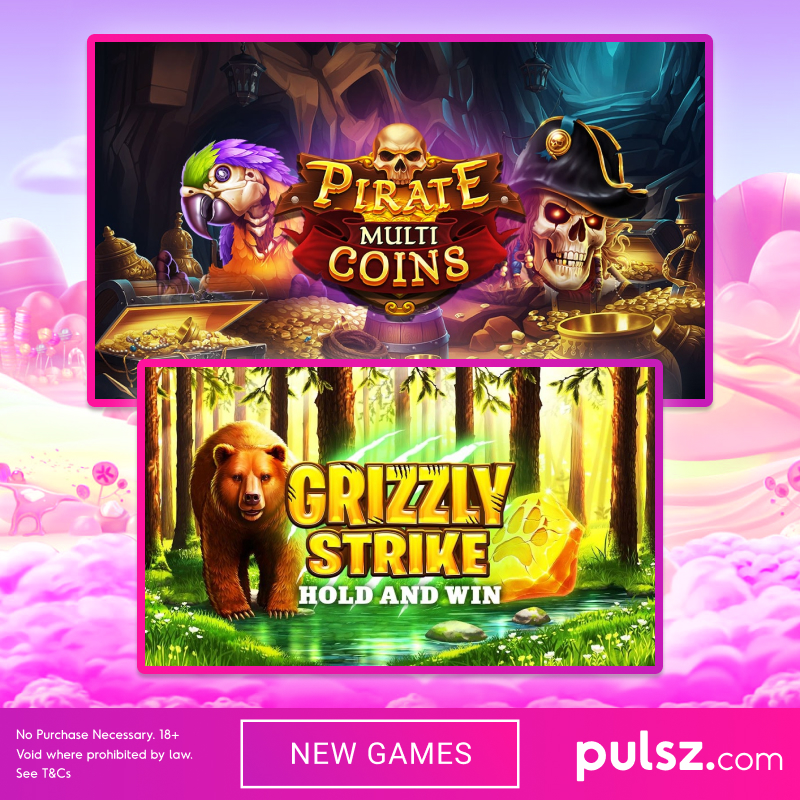 Set sail for treasure in Pirate Multi Coins 🏴‍☠️ or face the fury of the wild in Grizzly Strike 🐻 Join the adventure and play now on Pulsz.com!