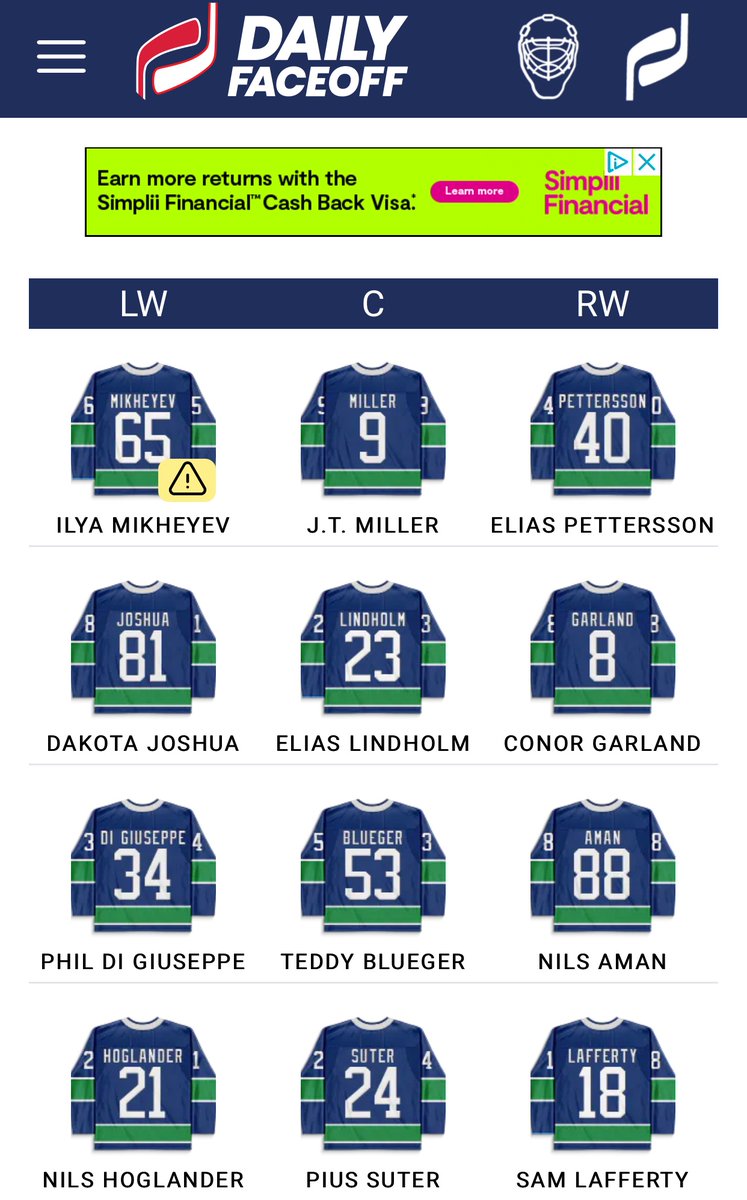 Could #Canucks lines really look like this tonight? Eek!