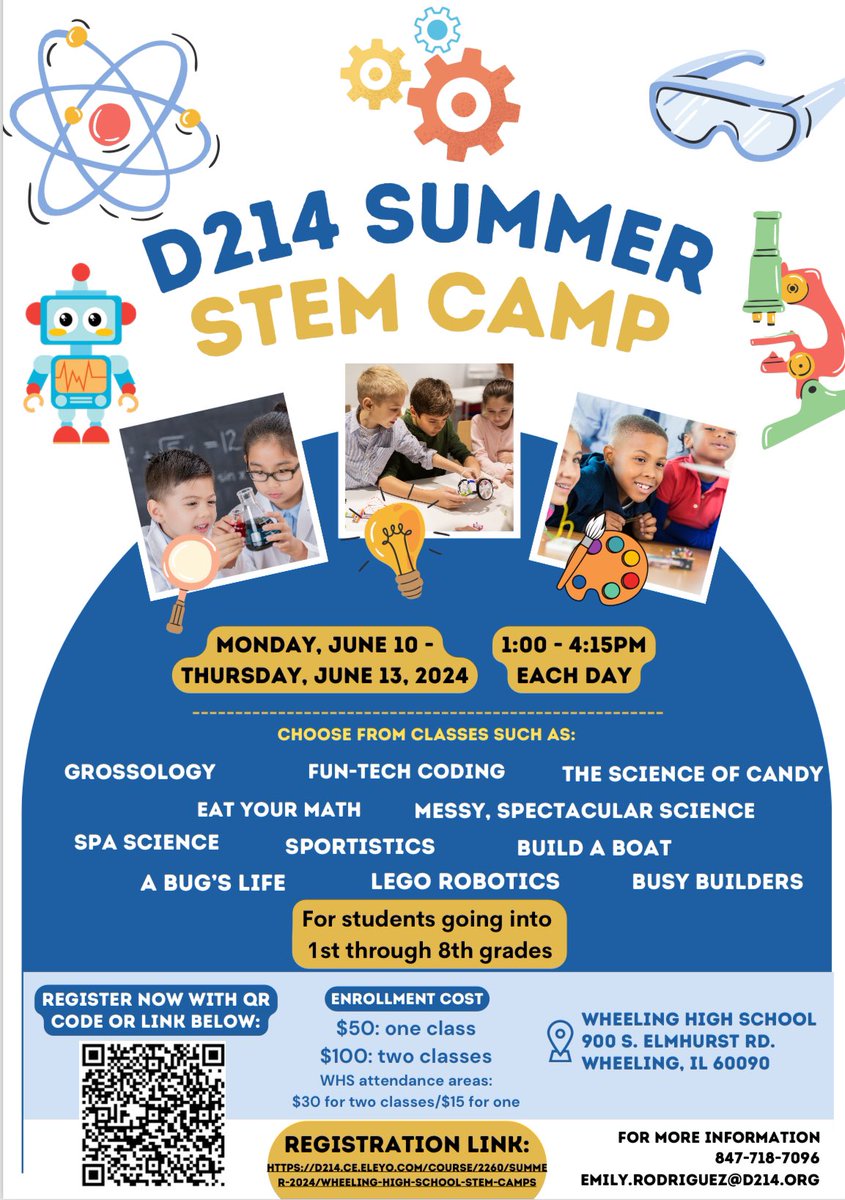 Emily Rodriguez (@emrod425) on Twitter photo Only ten days left to register for Summer STEM Camp June 10-13th at Wheeling High School for 1st through 8th graders. Sign up now for a fun, engaging, educational week of STEM! <a href="/WHSactivities/">Wheeling Wildcats Athletics and Activities</a> <a href="/hubbardbradford/">Dr. Bradford Hubbard</a> <a href="/signorahawkins/">Angela Hawkins</a> <a href="/Wheeling_Cats/">Wheeling High School</a> Only ten days left to register for Summer STEM Camp June 10-13th at Wheeling High School for 1st through 8th graders. Sign up now for a fun, engaging, educational week of STEM! <a href="/WHSactivities/">Wheeling Wildcats Athletics and Activities</a> <a href="/hubbardbradford/">Dr. Bradford Hubbard</a> <a href="/signorahawkins/">Angela Hawkins</a> <a href="/Wheeling_Cats/">Wheeling High School</a>