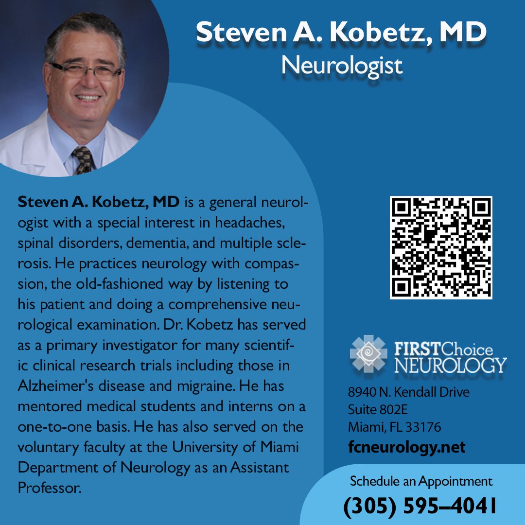 𝗠𝗲𝗱𝗶𝗰𝗮𝗹 𝗠𝗼𝗻𝗱𝗮𝘆 𝘄𝗶𝘁𝗵 𝗗𝗿. 𝗦𝘁𝗲𝘃𝗲𝗻 𝗞𝗼𝗯𝗲𝘁𝘇 Dr. Kobetz is a #Miami #neurologist specializing in #headaches, #spinaldisorders, #dementia & #multiplesclerosis. fcneurology.net/business-direc… #miamineurologist #miami #drstevenkobetz #firstchoiceneurology #neurology