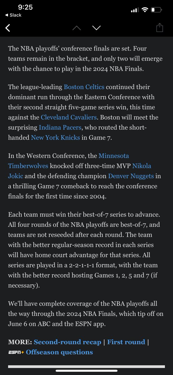 ESPN's Conference Finals preview intro is missing SOMETHING. Can you tell me what it is?